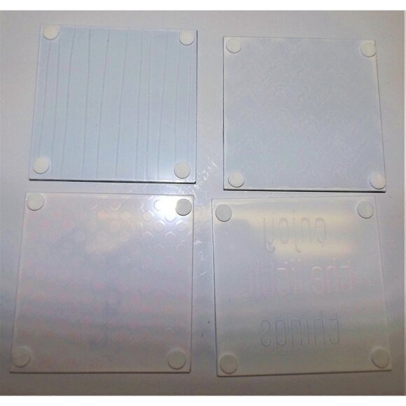 Grasslands Road set of 4 glass drink coasters flamingo, stripes, zigzag - Picture 2 of 3